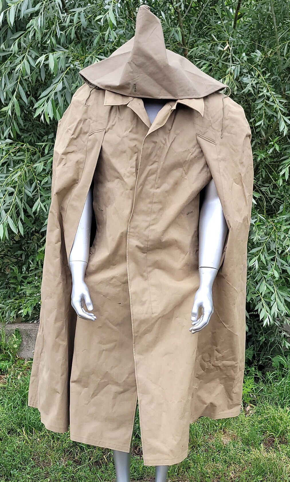小物 vintage cape design rubberized over coat Vintage Rare Rubberized Raincoat Cloak, Old Era Hooded Waterproof