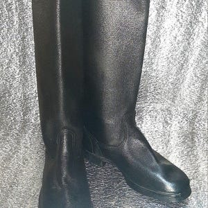 Vintage 1980s Kirza Tall Boots, Classic Silhouette Footwear Pair, USSR Soviet Retro Heritage Style image 1