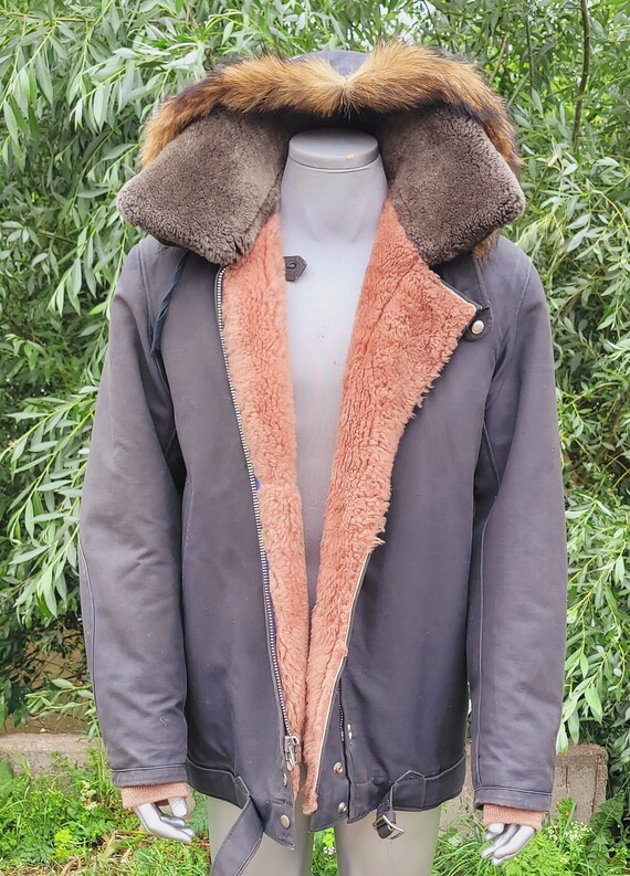 Vintage rare military fur jacket with hood for highest command staff Generals Army USSR View 4