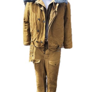 Vintage zware winterjas, bontkraag, uitneembare voering, zeldzame bovenkleding uit een vervlogen tijdperk afbeelding 1