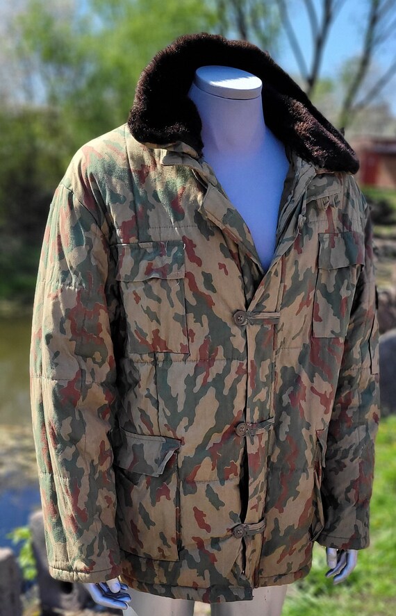 Vintage rare soviet quilted jacket army camouflag… - image 4