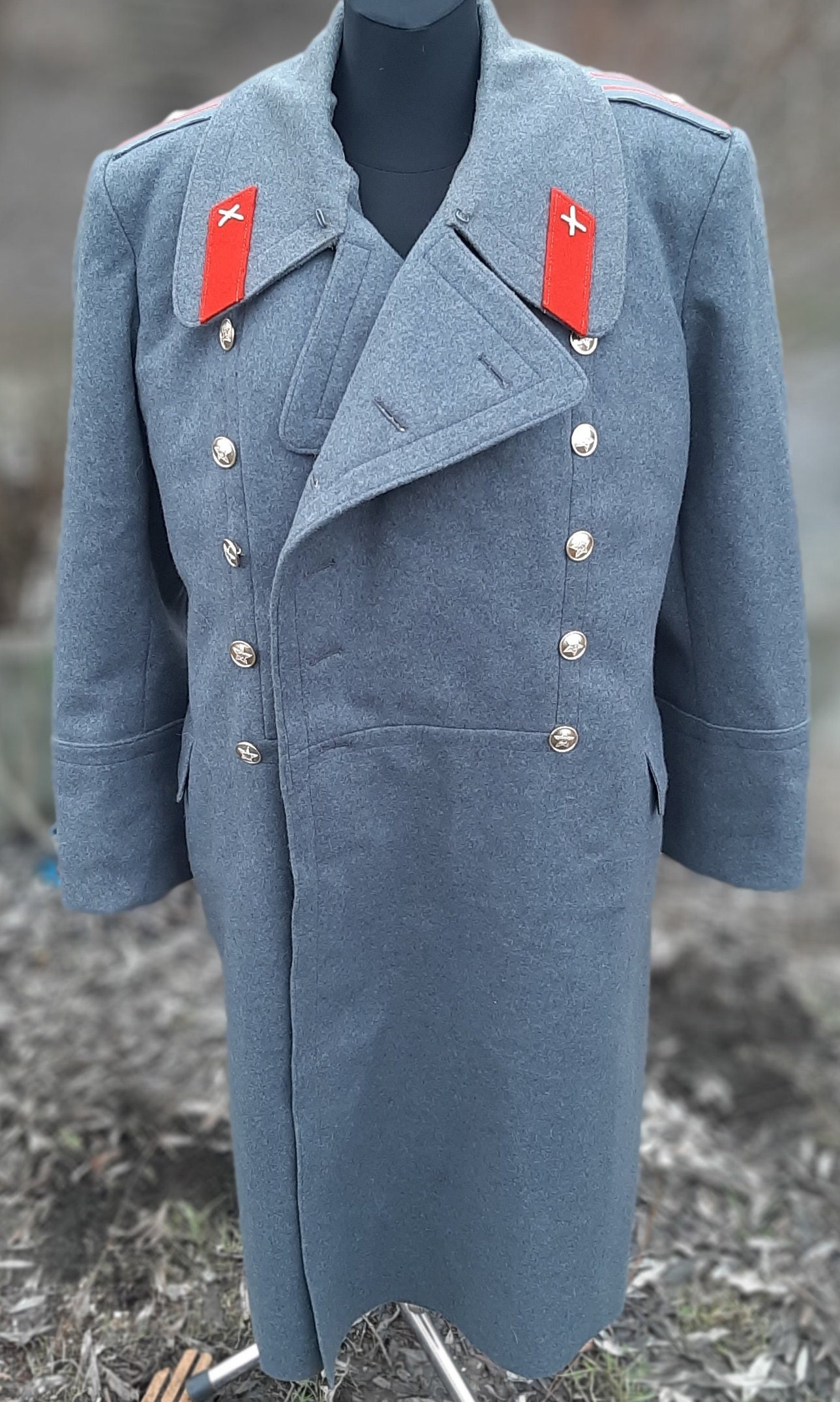 Warm Winter military coat Navy Fleet Soviet army Naval genuine woolen long  black Overcoat - Soviet P