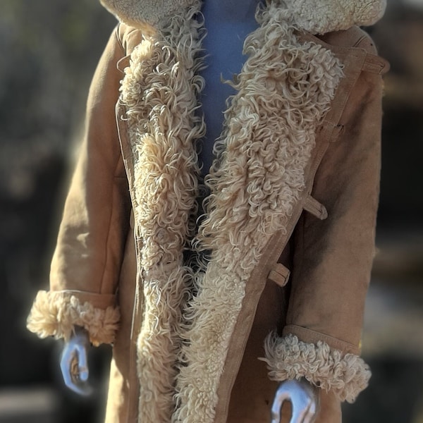 Vintage Soviet USSR Bekesha Sheepskin Coat Classic Old Era Winter Warm Lined Retro Outerwear Rare Piece