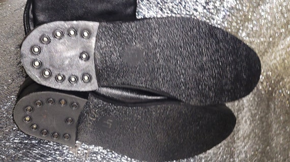 Vintage Black Tall Leather Boots, Large Size Classic … - Gem