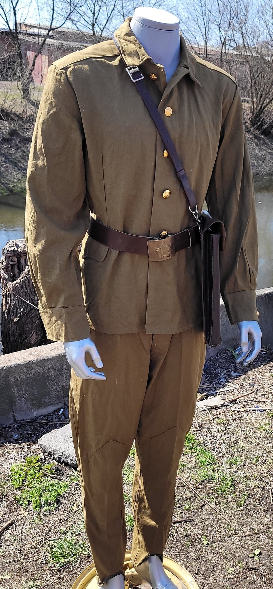 スイス軍 赤十字 衛生兵 制服 ウール 上下セット ヴィンテージ ヴィンテージ ソビエト カーキ コットン 衣装セット ジャケット ズボン