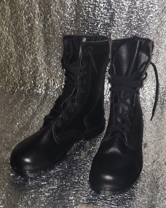 Vintage military leather boots with laces Ukrainian a… Gem