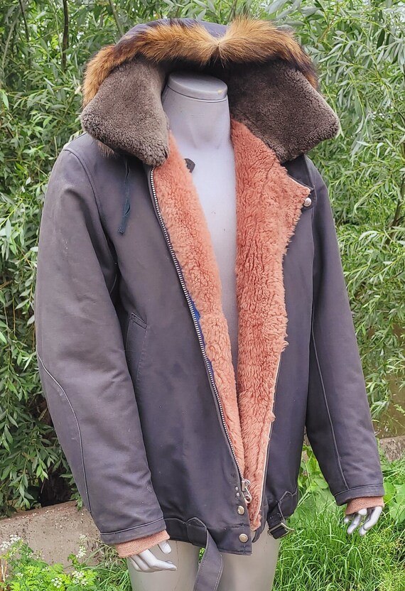 Vintage rare military fur jacket with hood for highest command staff Generals Army USSR View 6