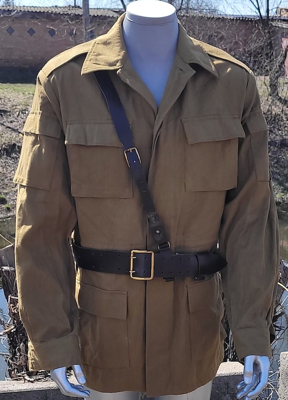 Vintage military summer jacket Afghan officer lea… - image 2