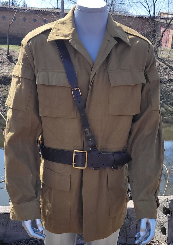 Vintage military summer jacket Afghan officer lea… - image 8