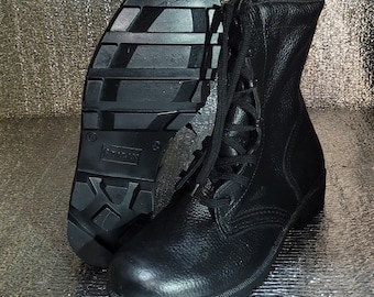 Vintage 1979 RO Search Black Leather Military Combat Boots  display picture 1