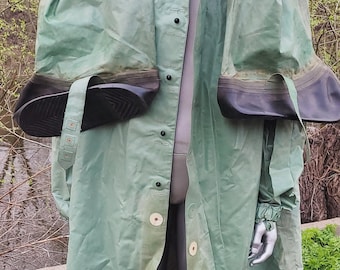 Vintage Regencape-Set aus Gummi, wasserdichte Kapuzen-Regenhülle aus der UdSSR mit Überschuhen