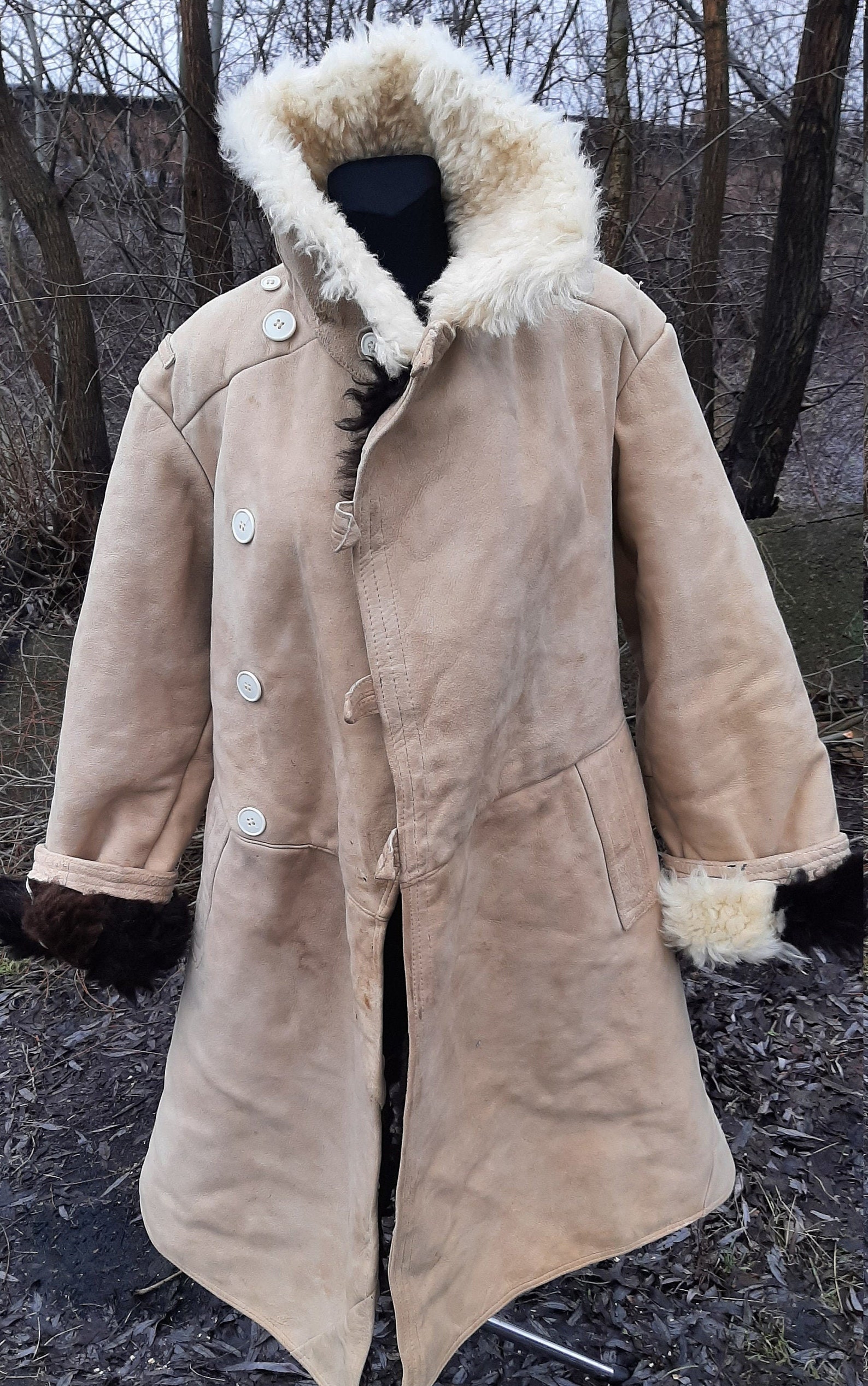 Vintage Military Coat Genuine Sheepskin Officers Soviet Army Etsy