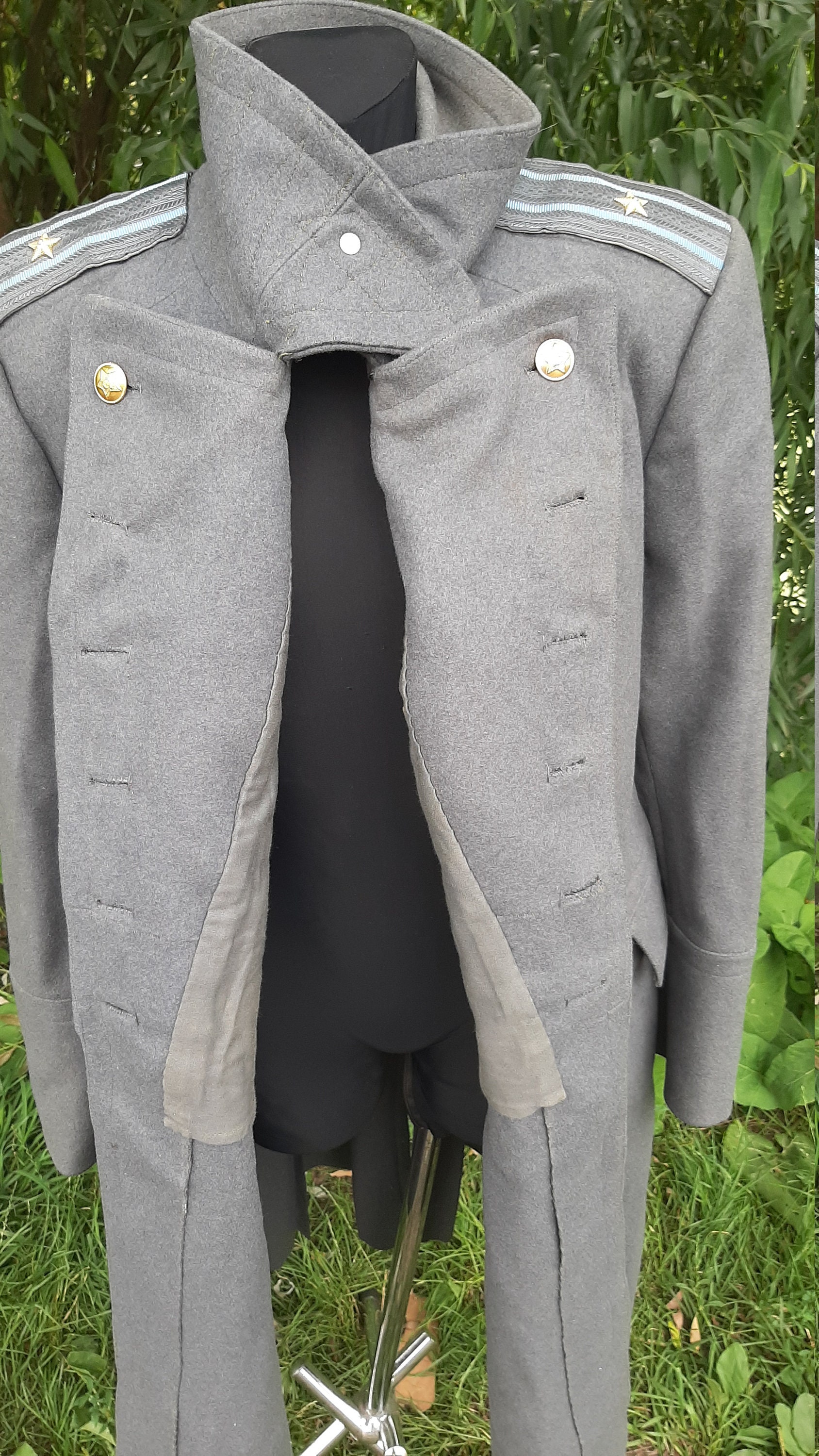 Soviet USSR Military Army Officer Gray Wool Overcoat Heavy