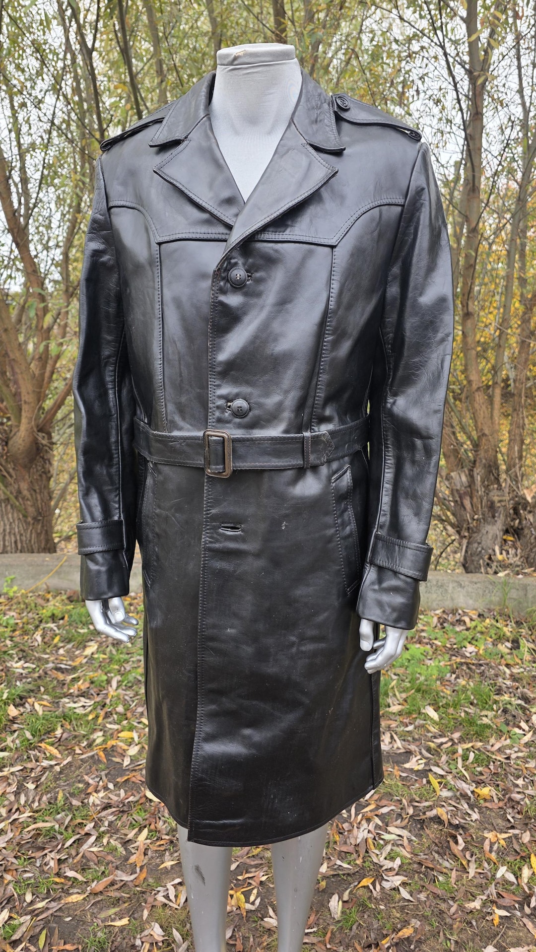 ジャケット・アウター vintage gimmick leather trench coat Vintage Legendary Leather Coat From USSR From 1960s - Etsy
