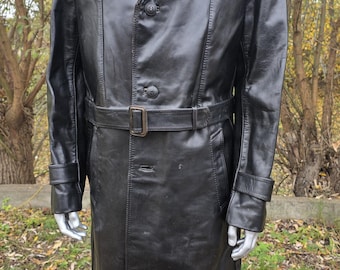 Vintage legendary leather coat from USSR from 1960s