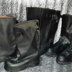 Vintage USSR Soviet Kirza Boots Classic Durable Retro Footwear Old Era Leather Style Rare Vintage Shoes