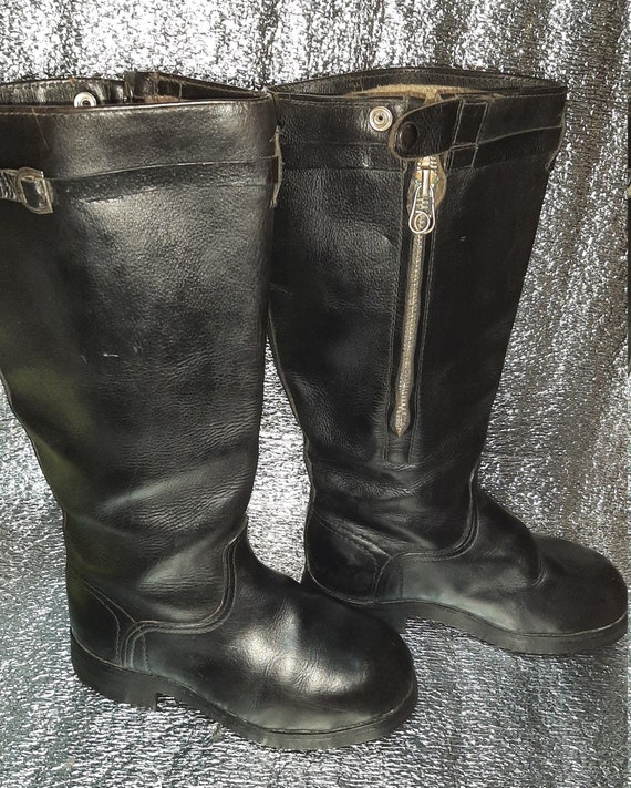 Soviet military winter leather boots USSR Air For… - image 1