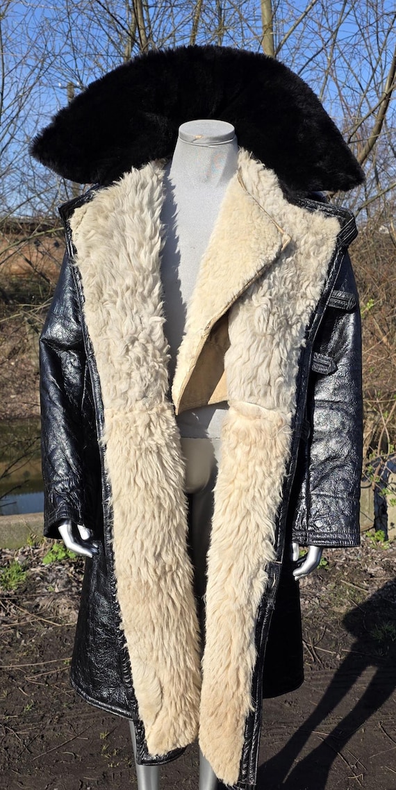 Rare Vintage Soviet USSR Tulup Sheepskin Coat, Long Winter Old-era