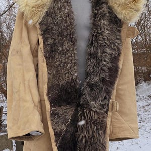 Vintage original rare huge heavy sheepskin coat made natural sheepskin TULUP USSR