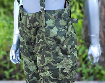 Vintage 1990s Camouflage Winter Pants With Suspenders, Retro