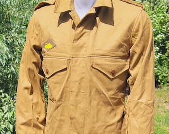 Vintage sand cotton jacket, rare old era Eastern Europe classic