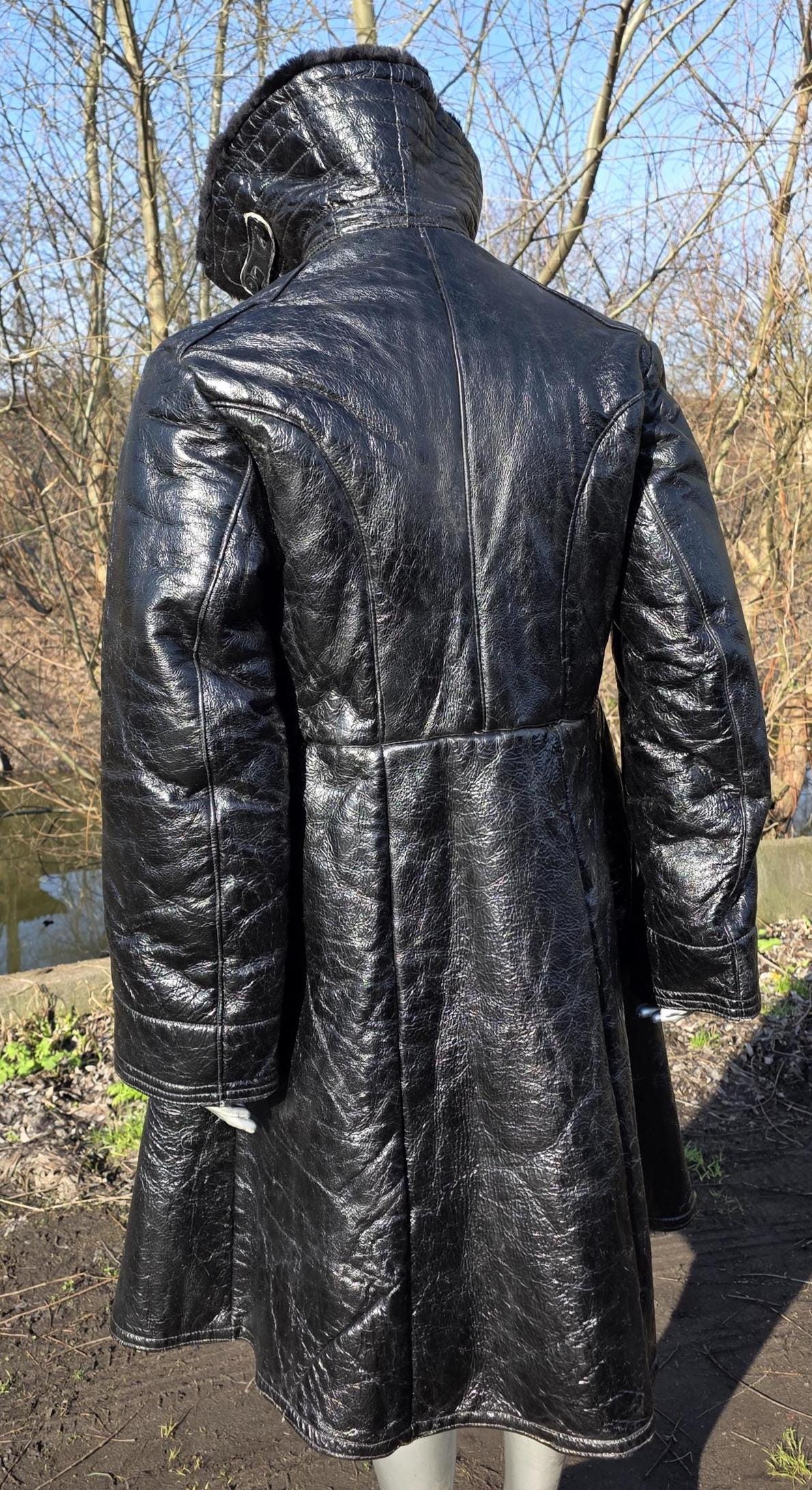 Rare Vintage Soviet USSR Tulup Sheepskin Coat, Long Winter Old-era