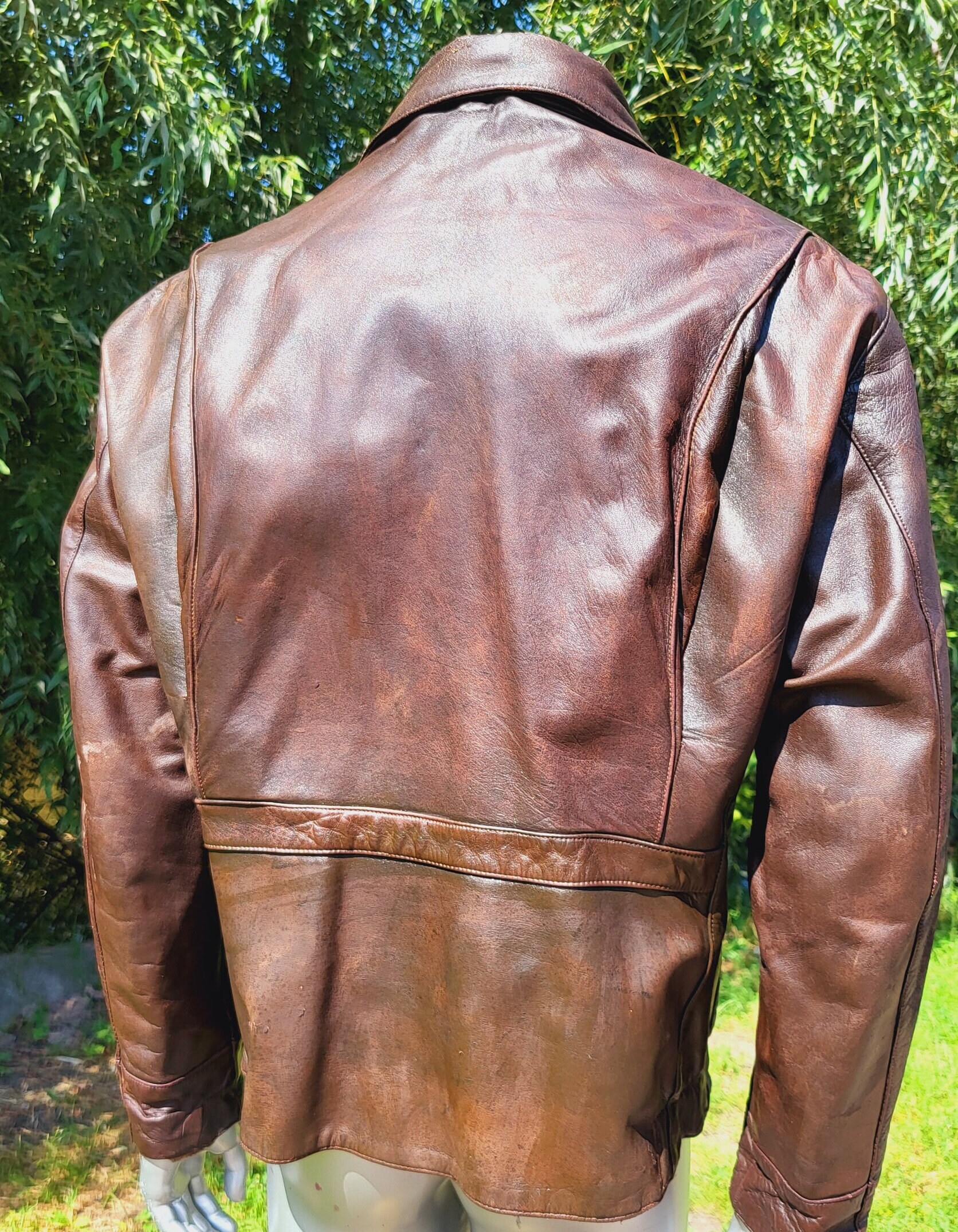 Military Vintageドイツ軍　LEATHER JACKET German World War 2 Military M65 Field Jacket Costume Leather