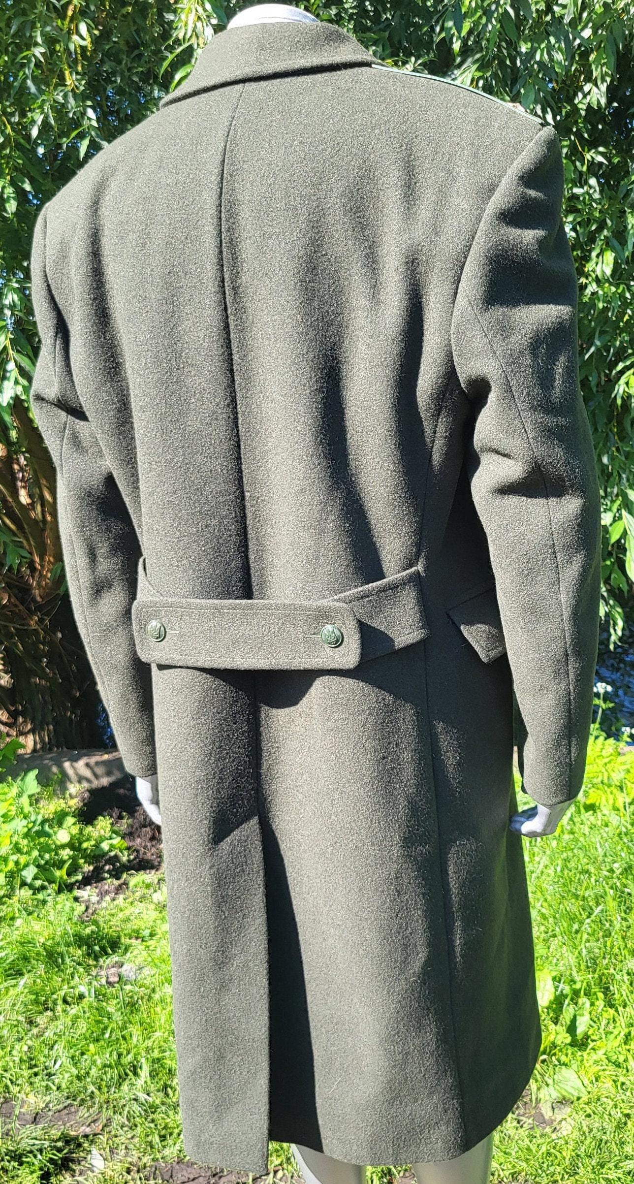 Vintage Wool Overcoat, Dark Green Long Coat, 1990s Heavy Wool