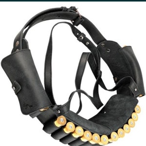 Leather bandolier belt closed for 24 rounds