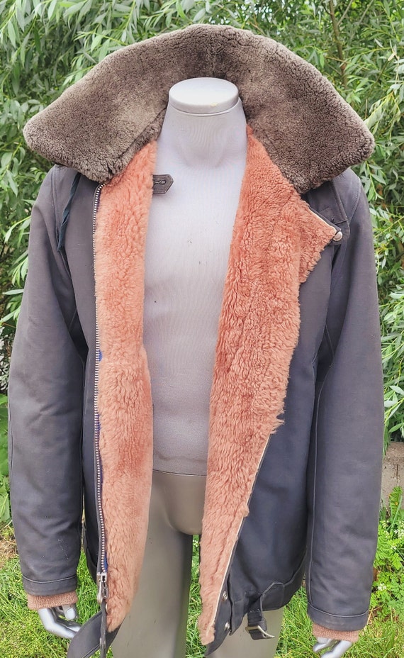 Vintage rare military fur jacket with hood for highest command staff Generals Army USSR View 3