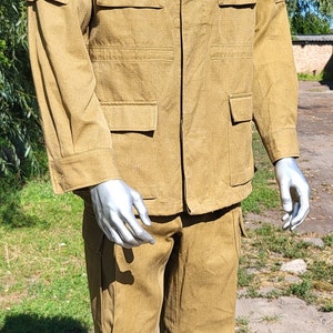 Vintage military uniform made cotton fabric with cap AFGHANKA USSR