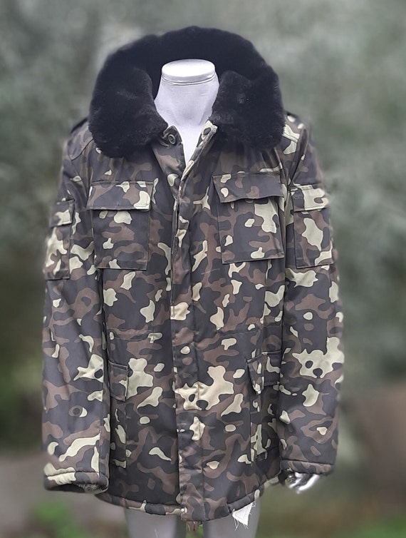 Russian Camouflage Jacket Fur Collar 