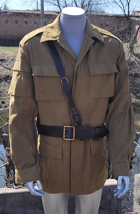 Vintage military summer jacket Afghan officer lea… - image 3