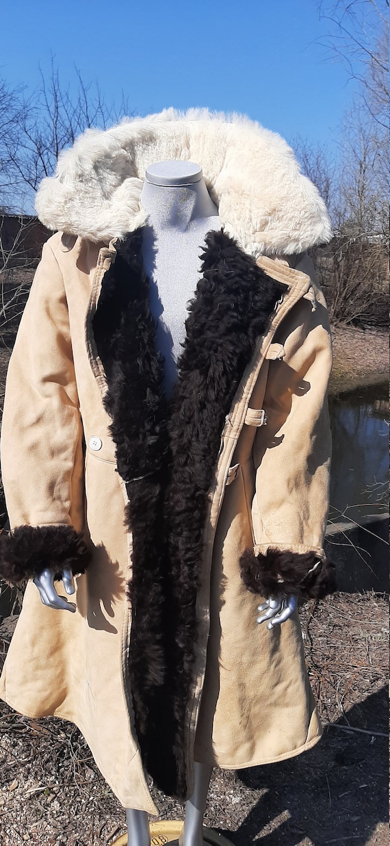 ヴィンテージオリジナル冬毛皮本物のシープスキンコート毛皮コート