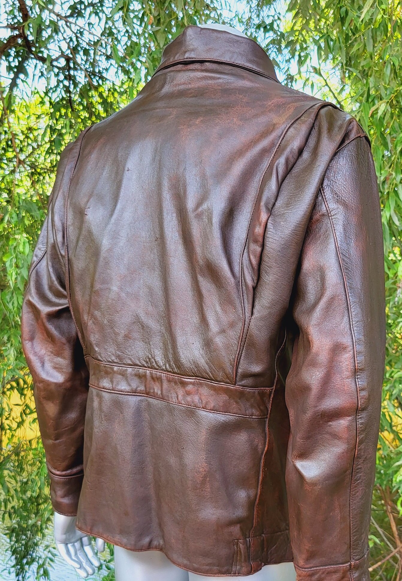 Buy Vintage 1980s Shevretka Leather Jacket, Brown Zip Front Retro