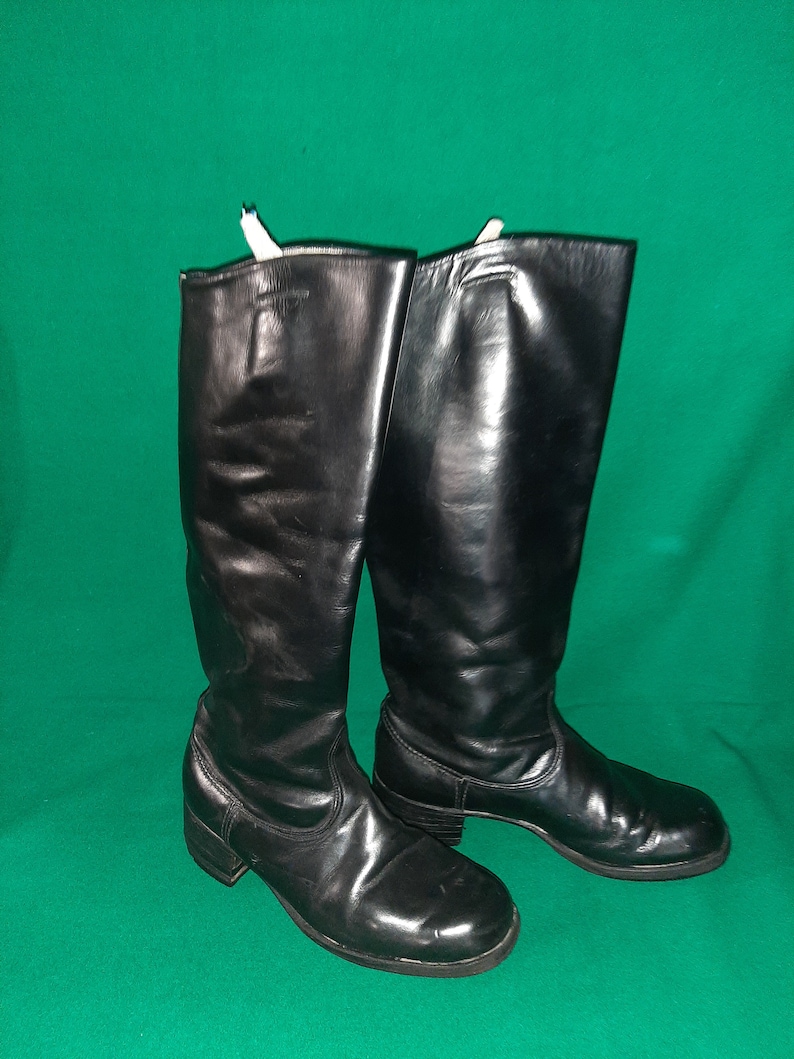 Soviet Leather Chrome boots for Officers USSR military high shoes Riding boots. image 1