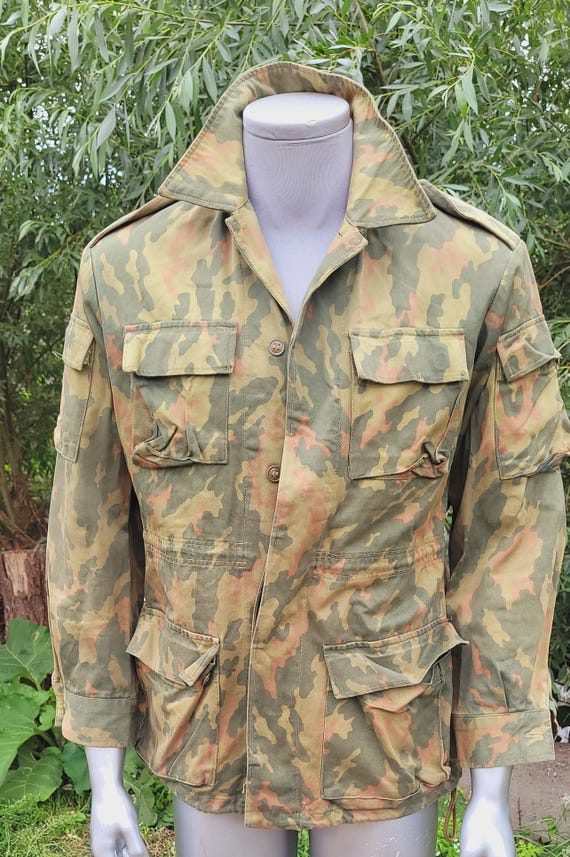 Vintage green patterned field jacket, 1990s cotto… - image 1