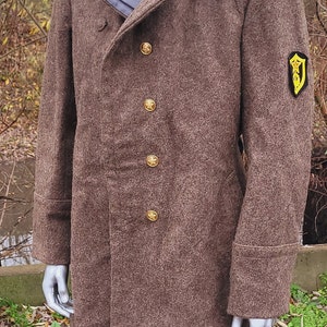 Vintage military wool coat overcoat USSR Army Soldier