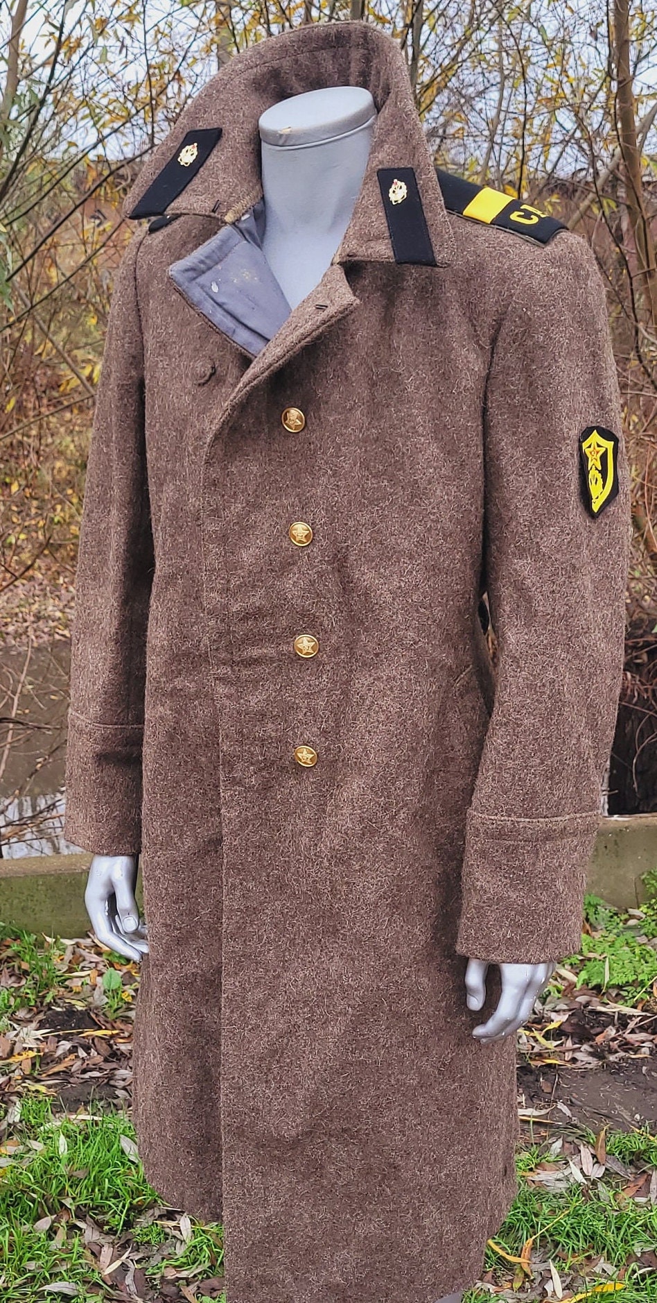ジャケット・アウター Japan vintage wool coat military boro 30's] French Vintage Gray Wool Hunting Jacket With Chin