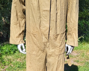 Mono de trabajo de algodón color arena vintage de una pieza