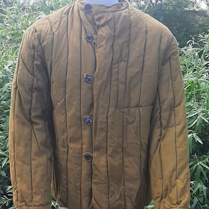 Vintage quilted jacket “Fufaika”, padded cotton winter jacket, khaki green retro outerwear