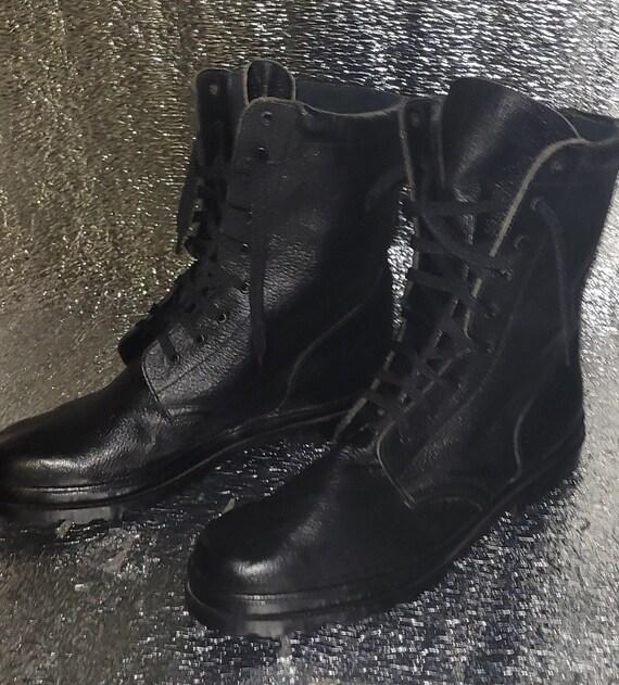 Vintage military leather boots with laces Ukrainian a… Gem