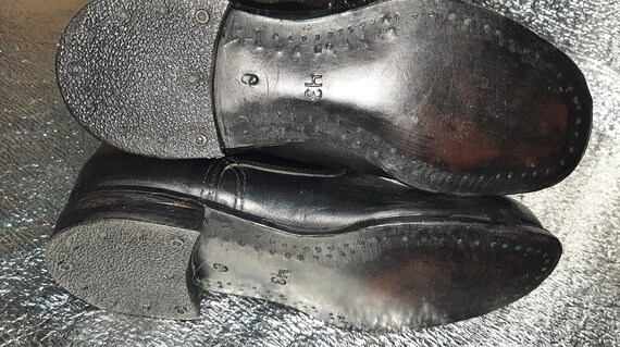 Vintage 1950s Black Leather Tall Boots, Soviet Era Rare