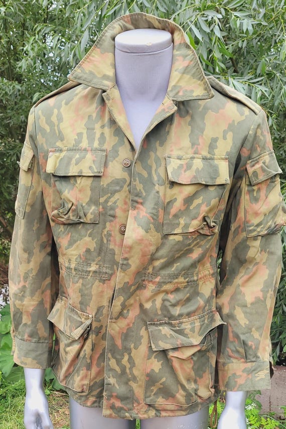 Vintage green patterned field jacket, 1990s cotto… - image 2