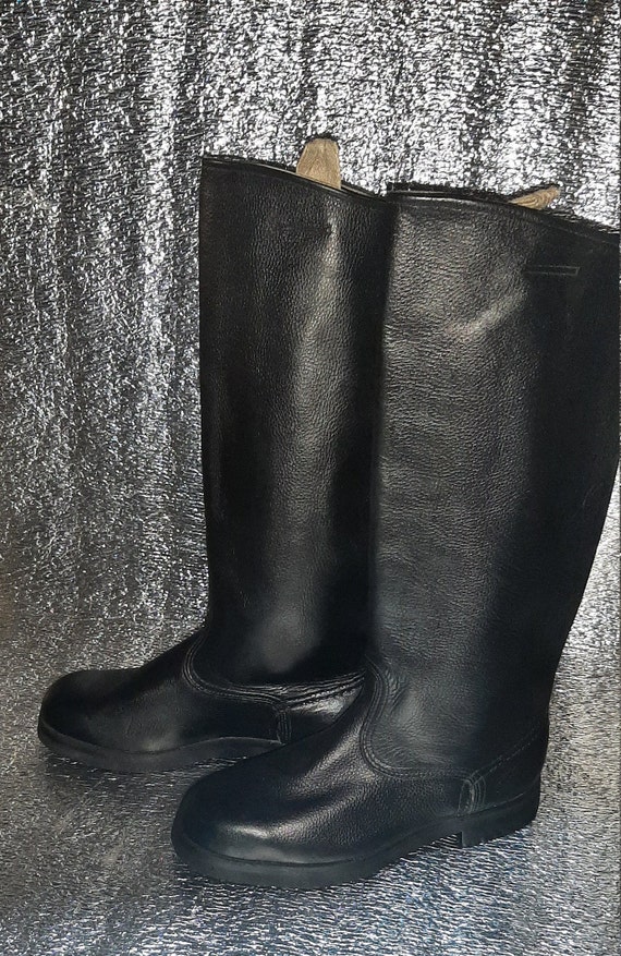 Vintage military soviet yuft boots leather for office… - Gem