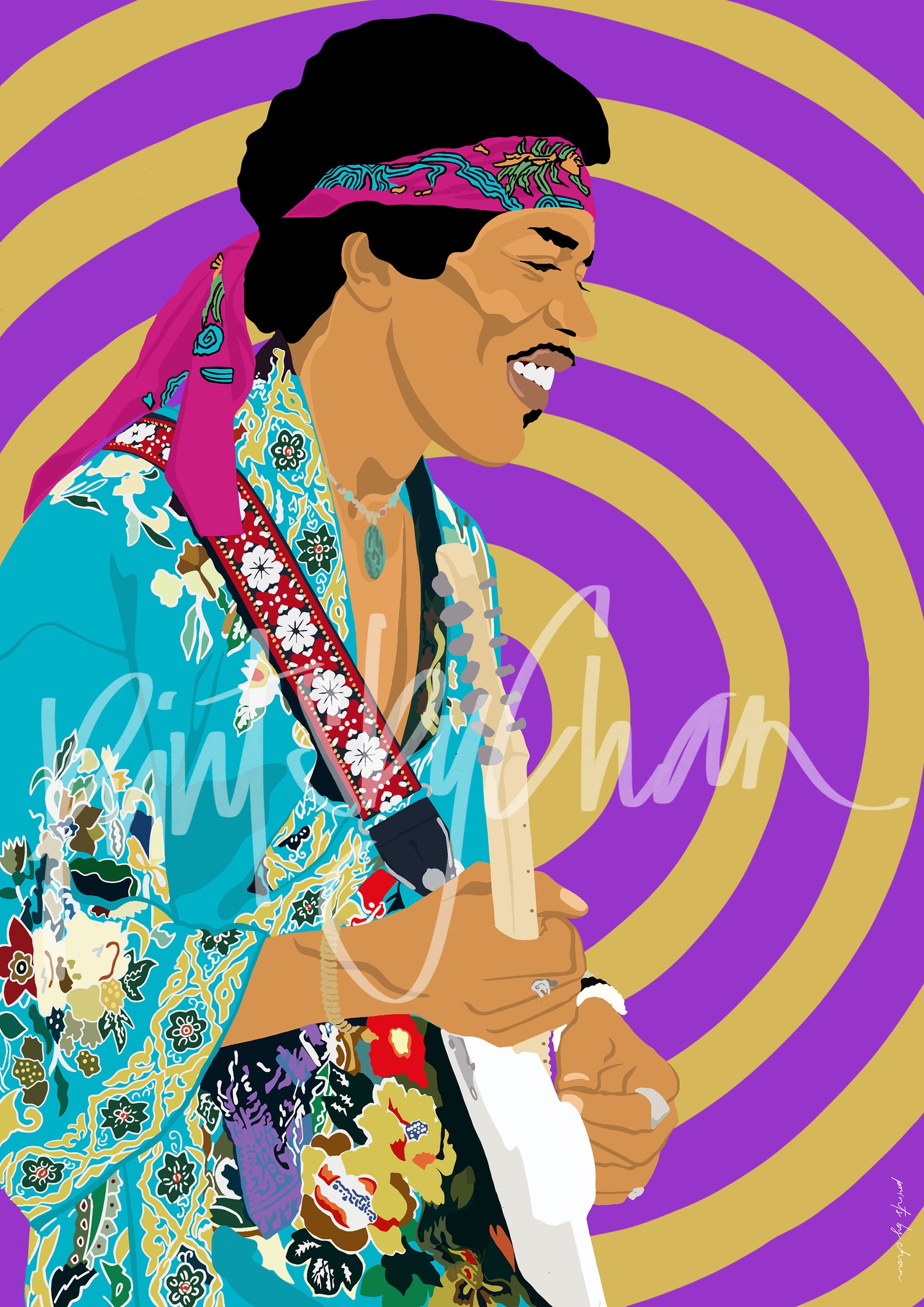 Jimi Hendrix Print Psychedelic Art Jimi Hendrix Digital Etsy