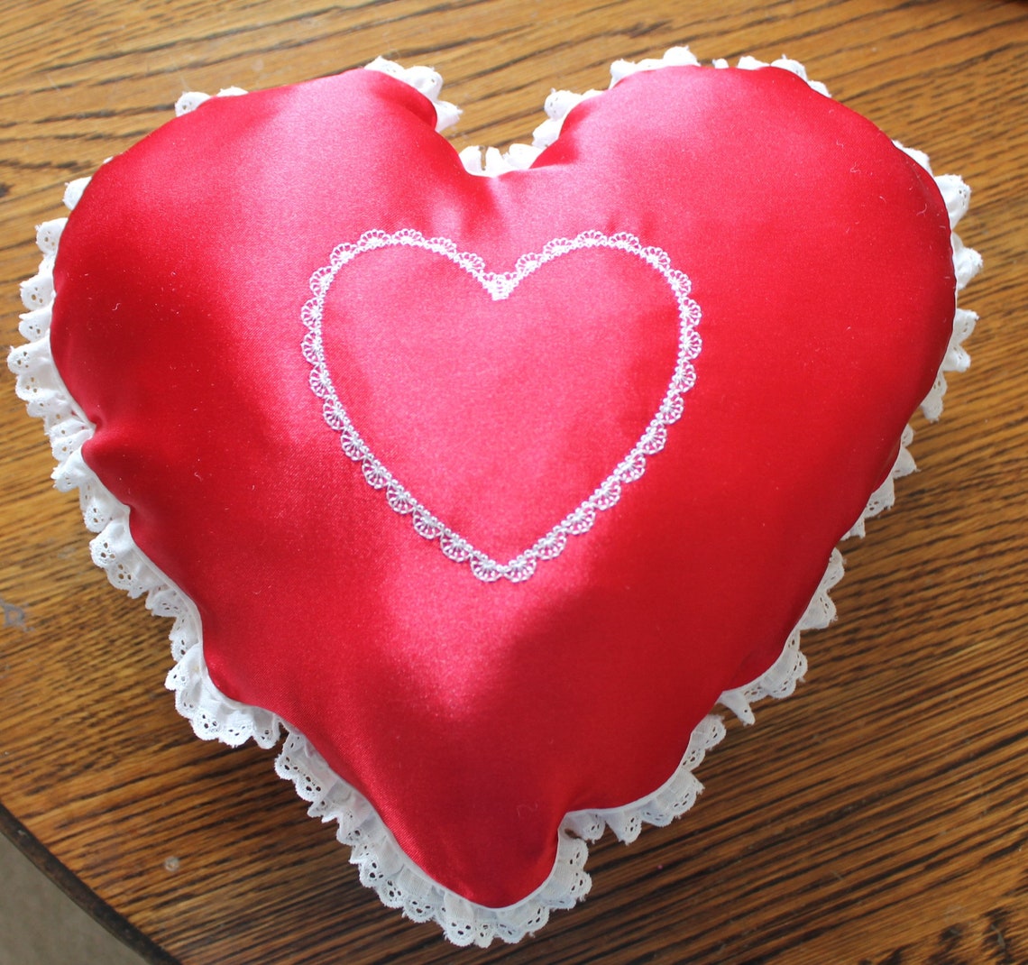 Heart pillow Satin and Lace Etsy