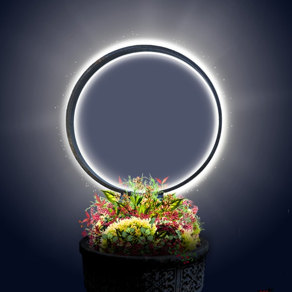 One Small Elysian Garden® Orbital Ring: 22 inch Diameter, Quality Steel, Natural Steel Finish