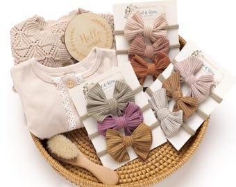 Baby Headband Set, Newborn Baby Headbands, Neutral Baby Bows, Baby GHair Bows, Newborn Bow Bundle, Toddler Hair Clips Bows, Baby Girl Gift.