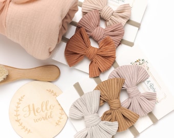 Neutral Hair Bow SET, Baby Bow Set, Baby Headbands, Girls Hair Clip Set, Newborn Headband, Baby Girl Bow, Toddler Hair Clips, Baby Hairbow.